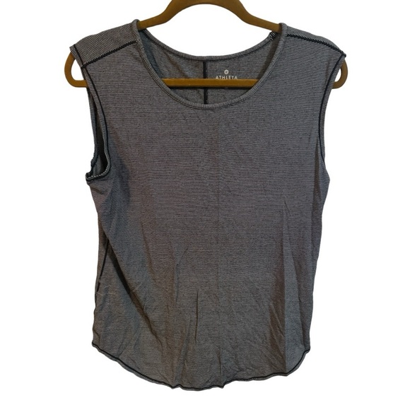 Athleta Black Striped Muscle Tank - Picture 1 of 6